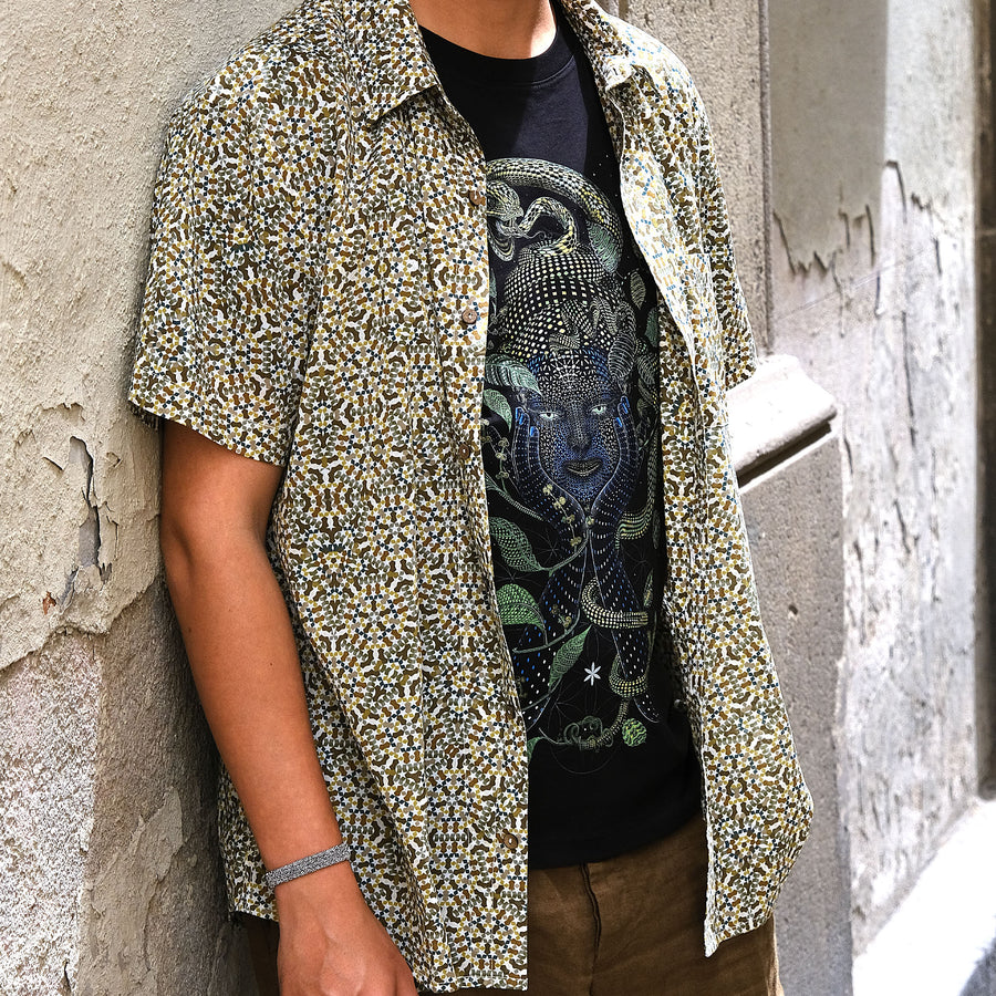 Pentagram Half Sleeve Button Up Shirt - symbolika