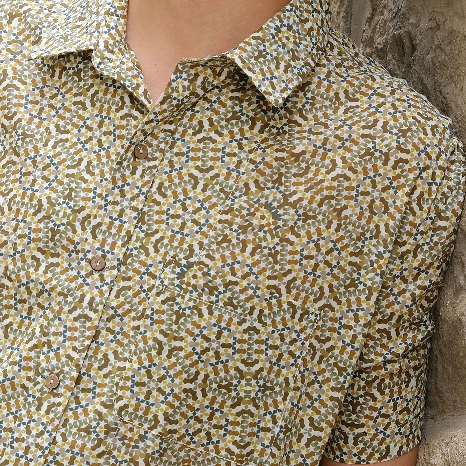 Pentagram Half Sleeve Button Up Shirt - symbolika