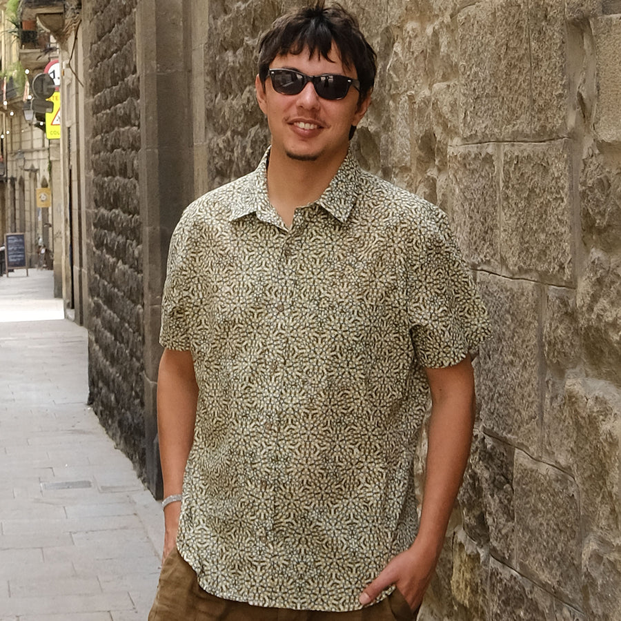 Pentagram Half Sleeve Button Up Shirt - symbolika