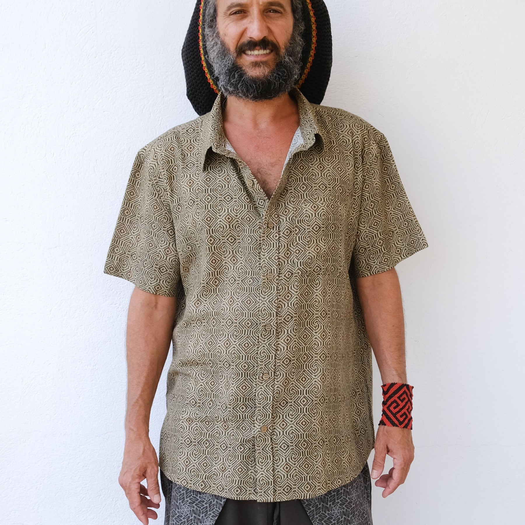SHIPIBO CONIBO Half Sleeve Button Up Shirt - symbolika