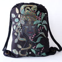 Aya Drawstring Bag -  Black