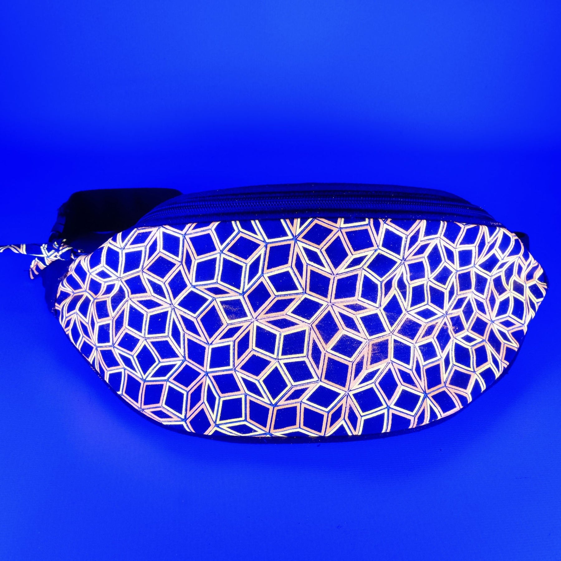 Penrose Fanny Pack — Mathematical Tiling Art Psychedelic Art Print on Black T-Shirt by Symbolika