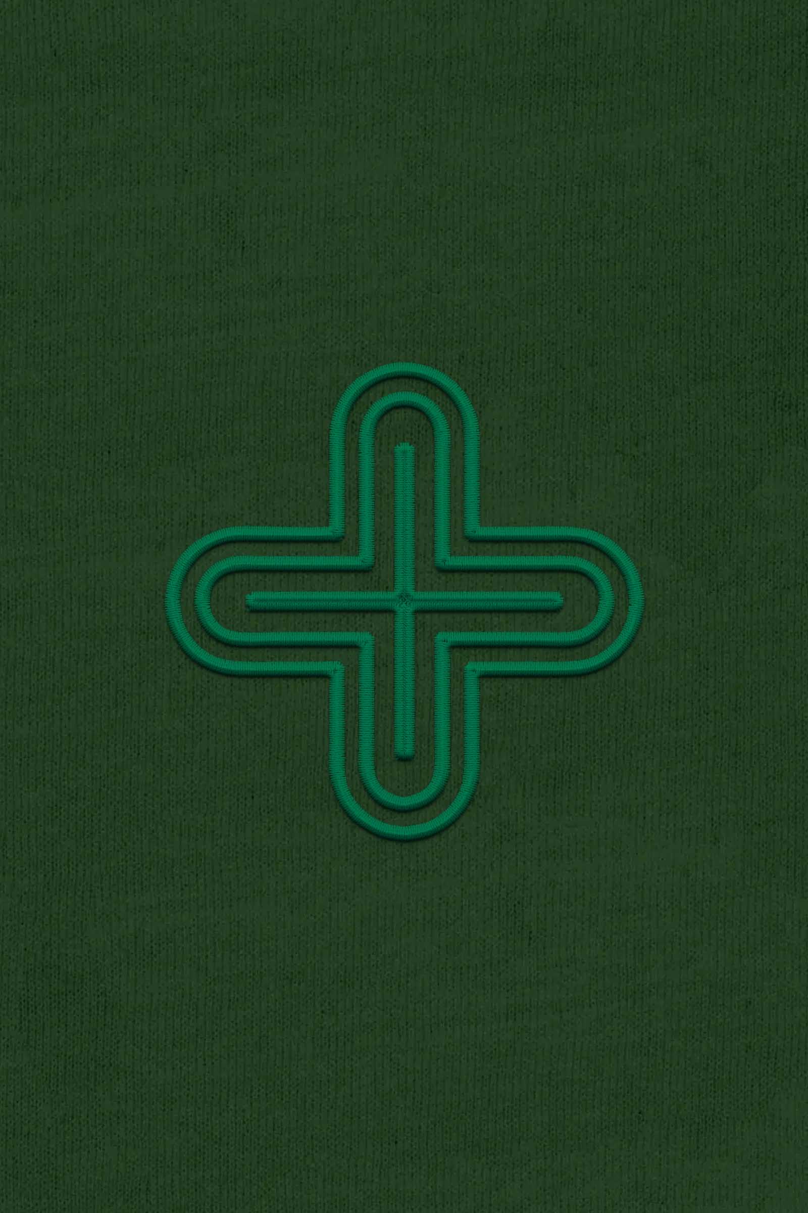 Plus - Monochrome Embroidery Women Sweatshirt - Forest Green - symbolika
