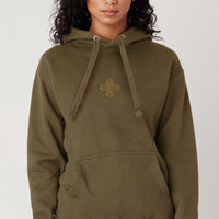 Plus - Gold Embroidery on Military Green - Women Hoodie
