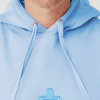Plus - Light Blue Embroidery Sky Blue - Men Hoodie