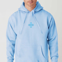 Plus - Light Blue Embroidery Sky Blue - Men Hoodie