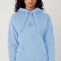 Plus - Light Blue Embroidery Sky Blue - Women Hoodie