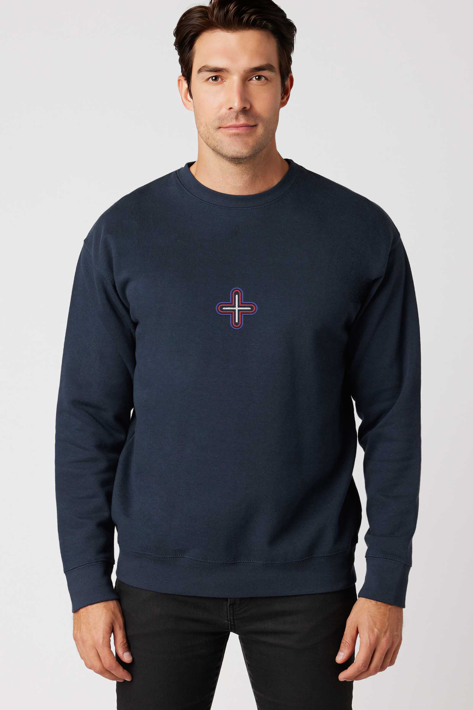 Plus - Colorfull Embroidery Men Sweatshirt - symbolika