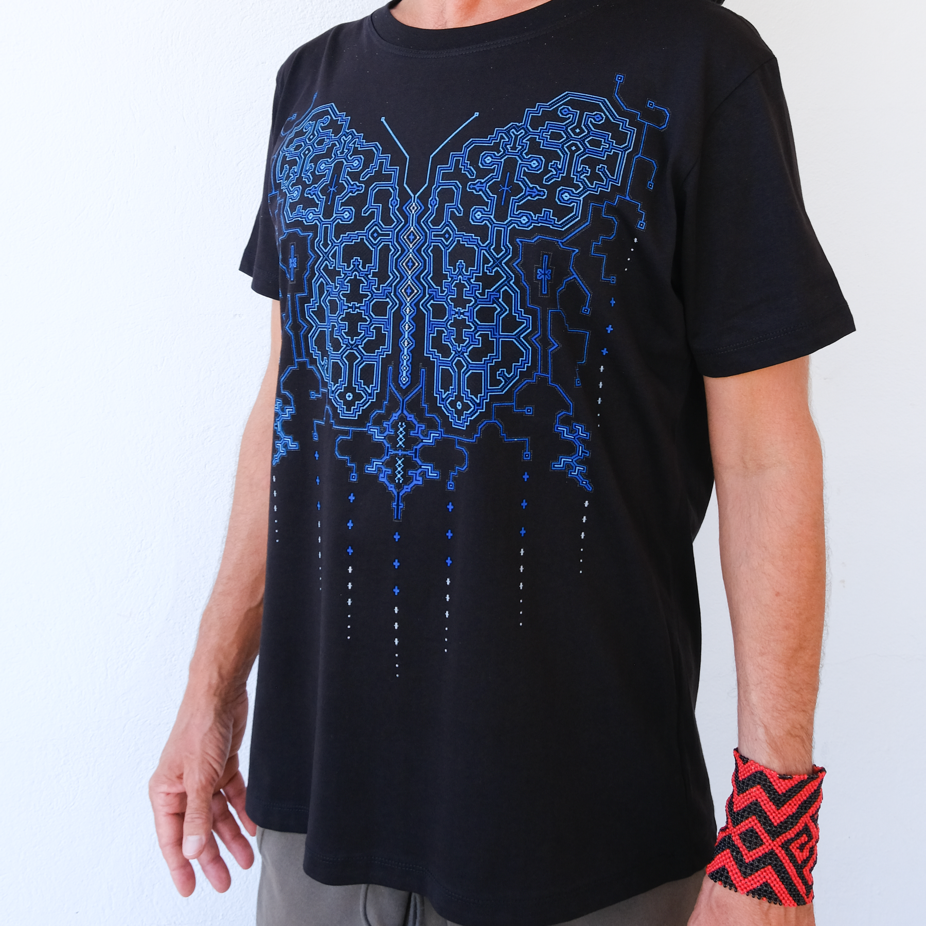 Shipibo Butterfly T-Shirt Black — Image 6 by Symbolika