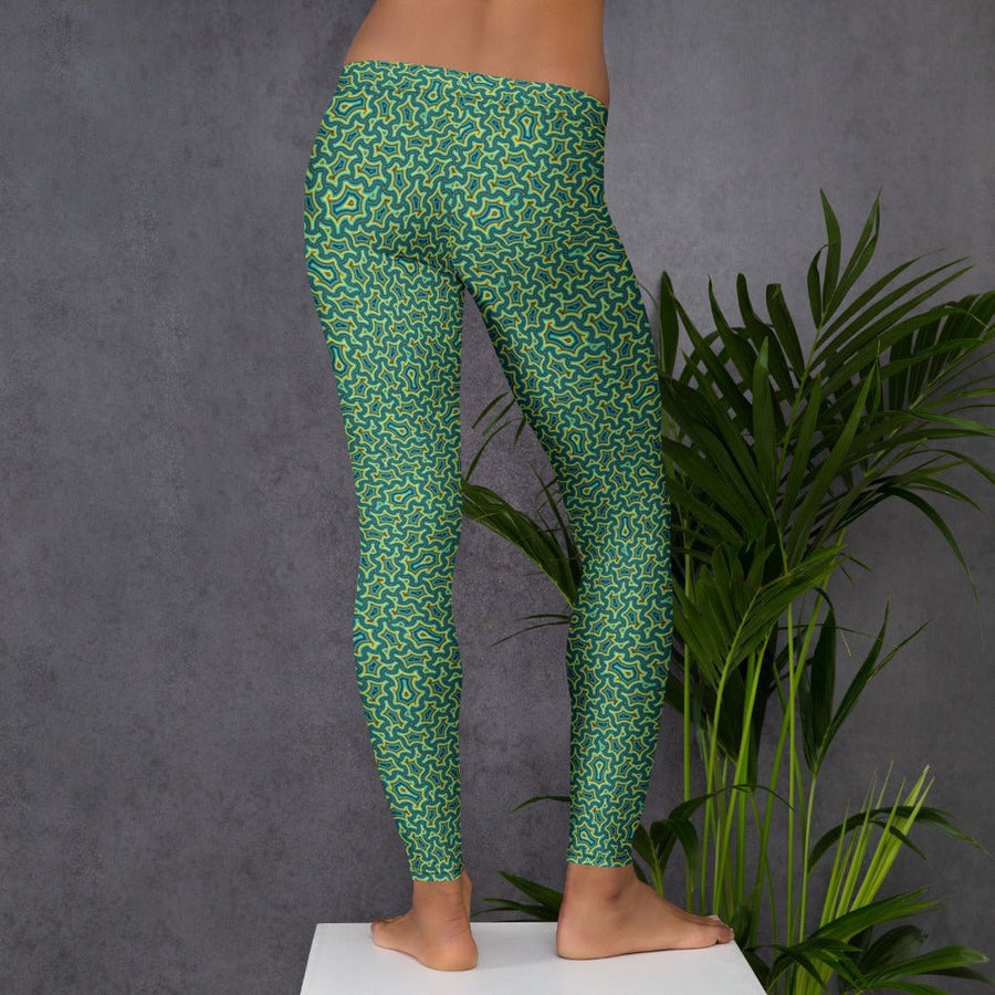 Itzam Green Yellow Geometric Leggings – Organic Tessellation - symbolika