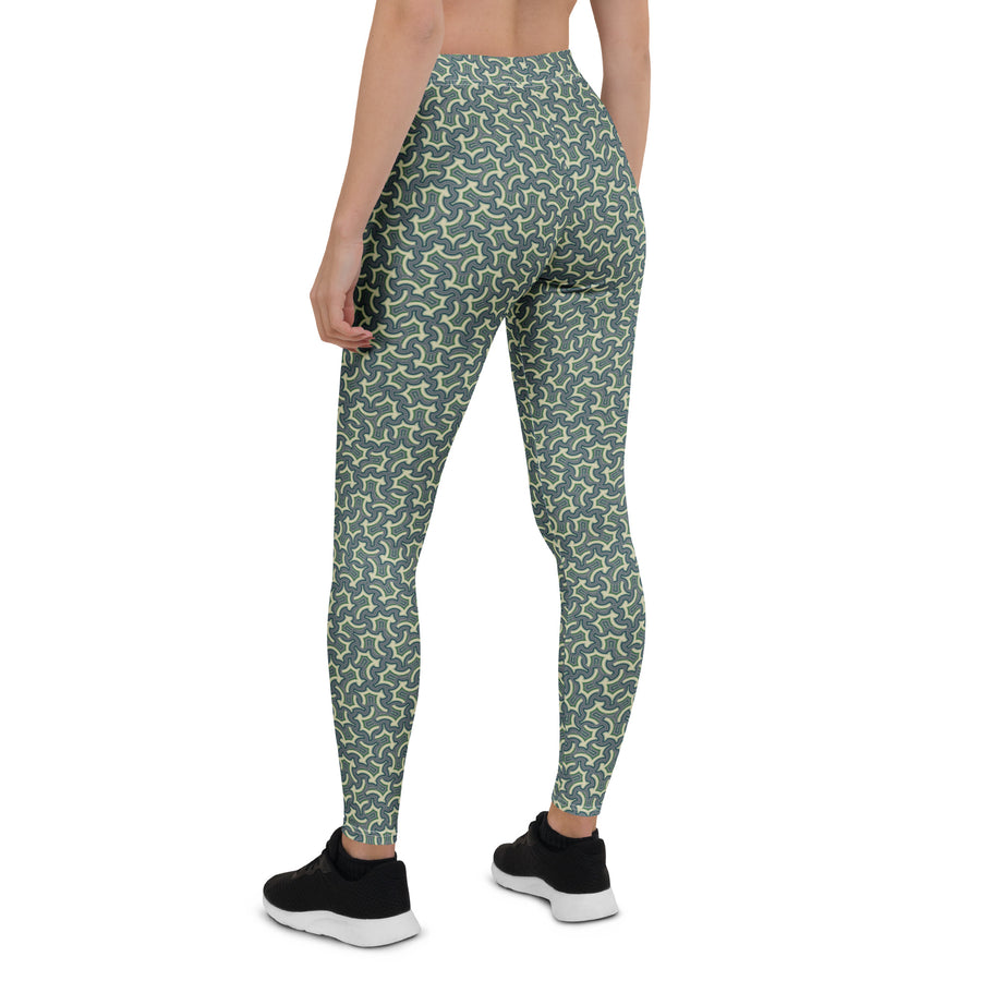 Leggings Geometric Pattern – Itzam Grey Blue - symbolika