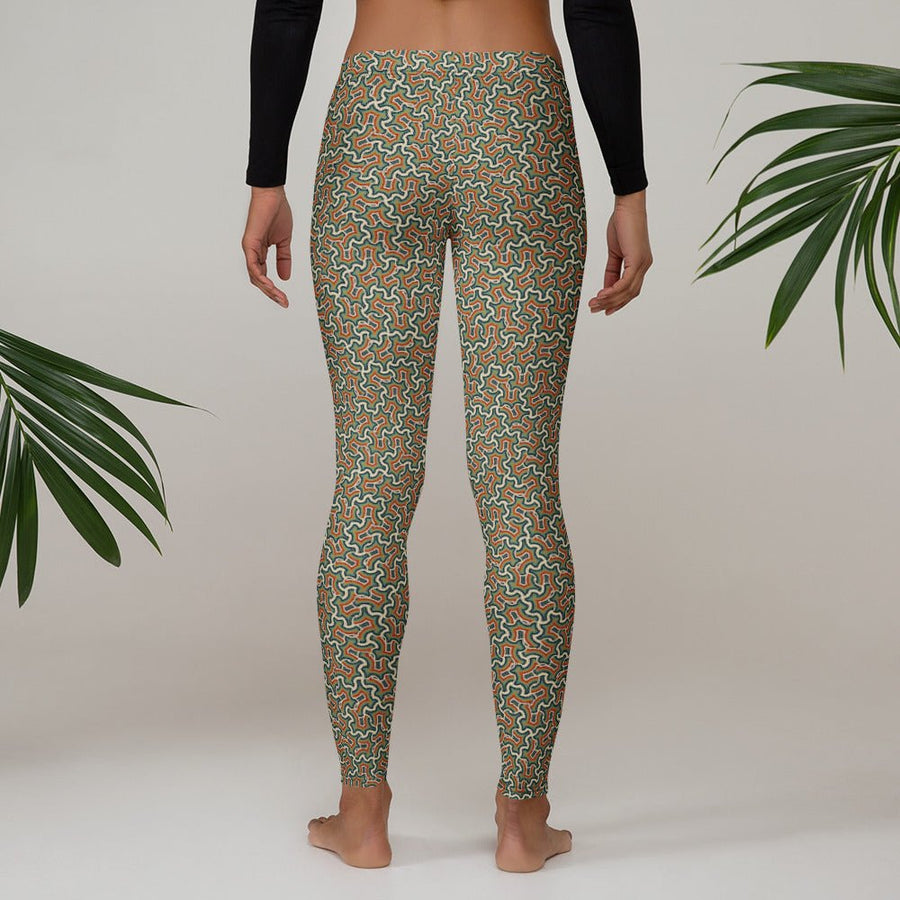 Leggings Geometric Pattern – Itzam Cream Blue - symbolika