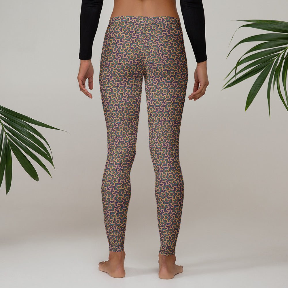 Leggings Geometric Pattern – Scales Orange Purple - symbolika