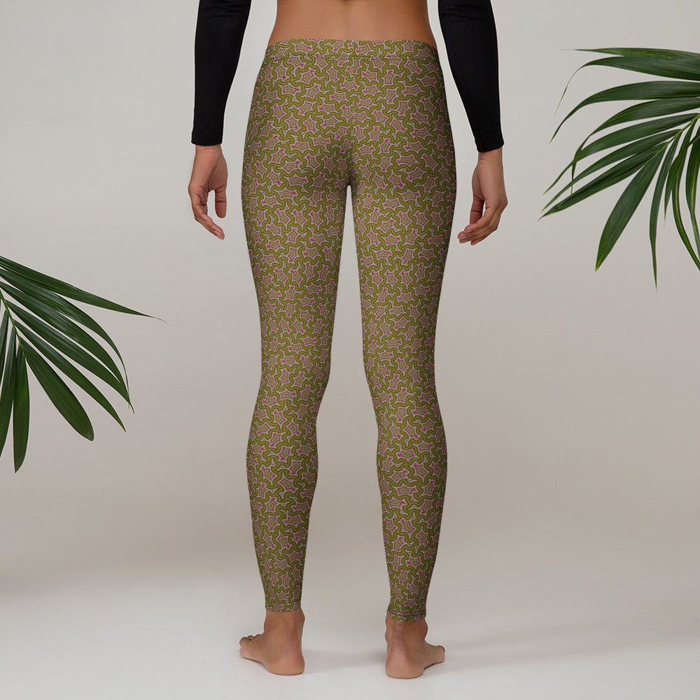 Leggings Geometric Pattern – Olive Bordo - symbolika