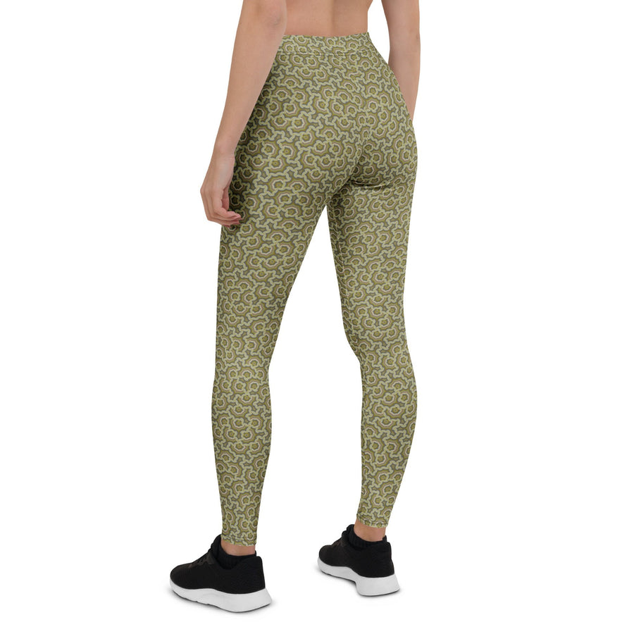 Leggings Geometric Pattern – Bouquet Cream Purple - symbolika