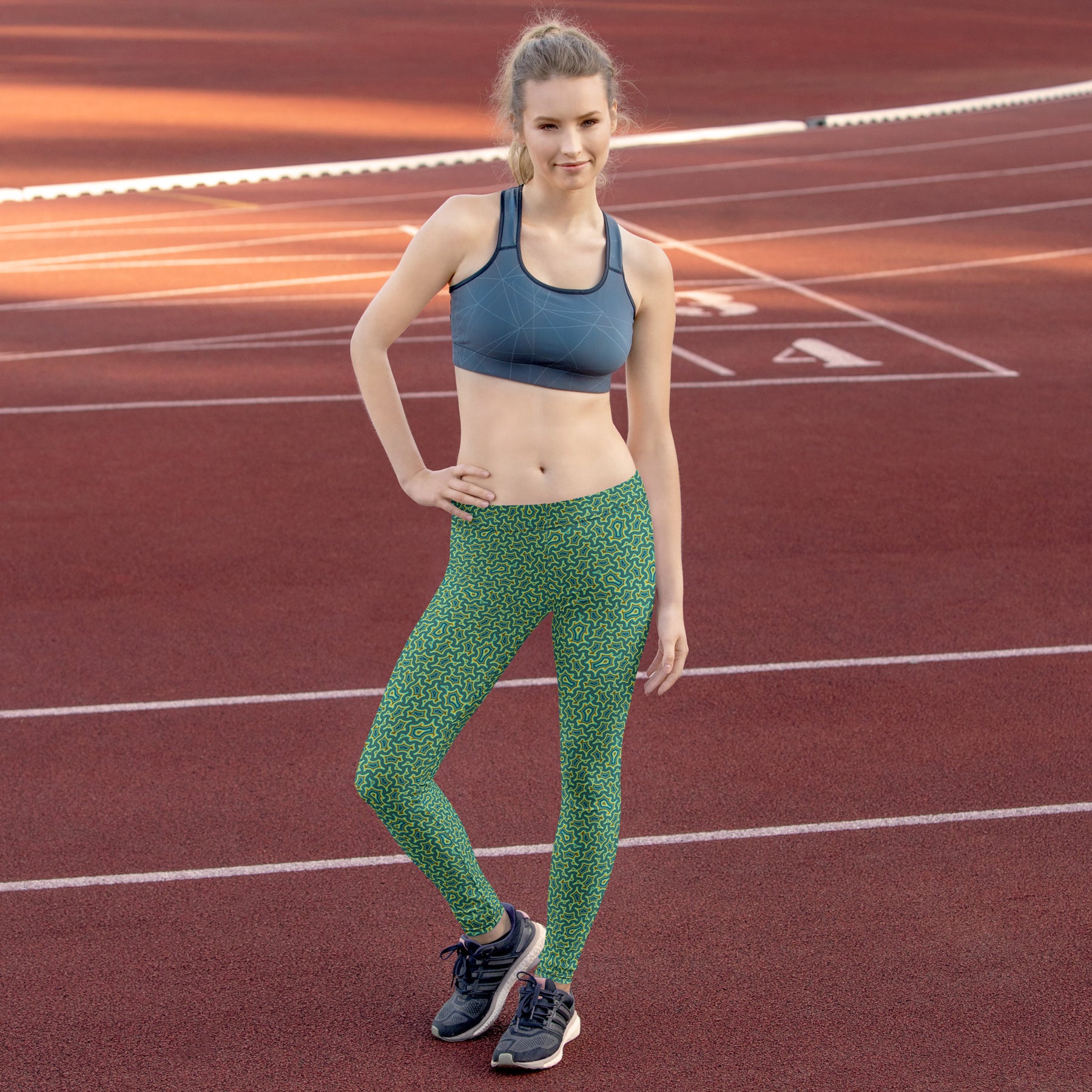 Itzam Green Yellow Geometric Leggings – Organic Tessellation - symbolika