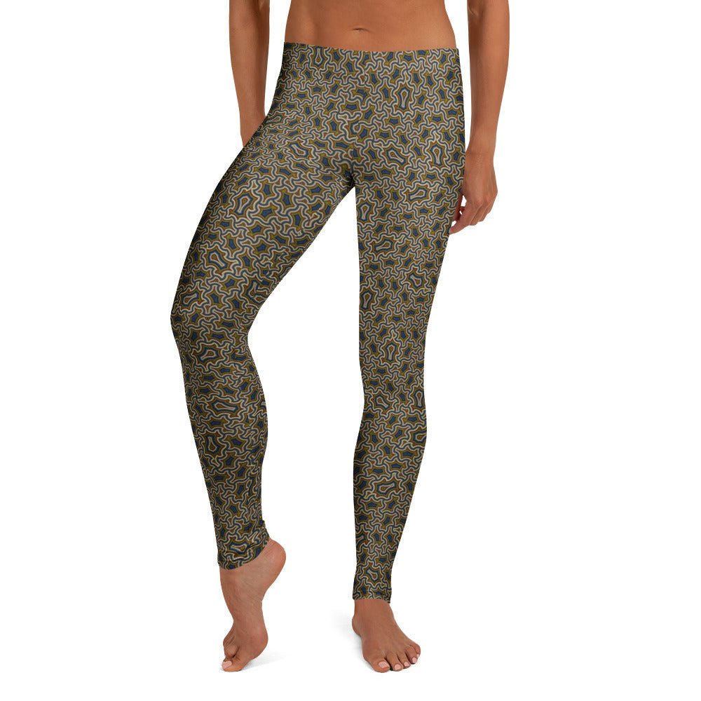 Harpy Steel Cream Geometric Leggings - Architectural Pattern - symbolika