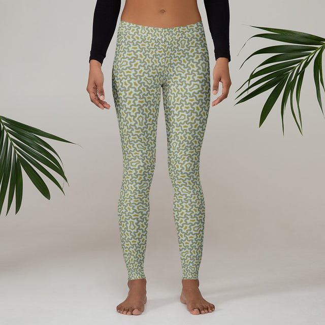 Harpy Gold Grey Geometric Leggings - Tessellated Pattern