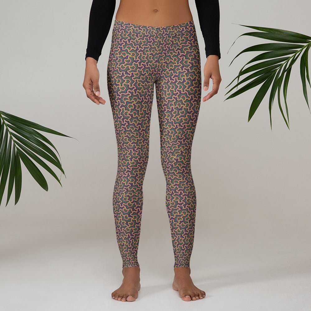 Leggings Geometric Pattern – Scales Orange Purple - symbolika