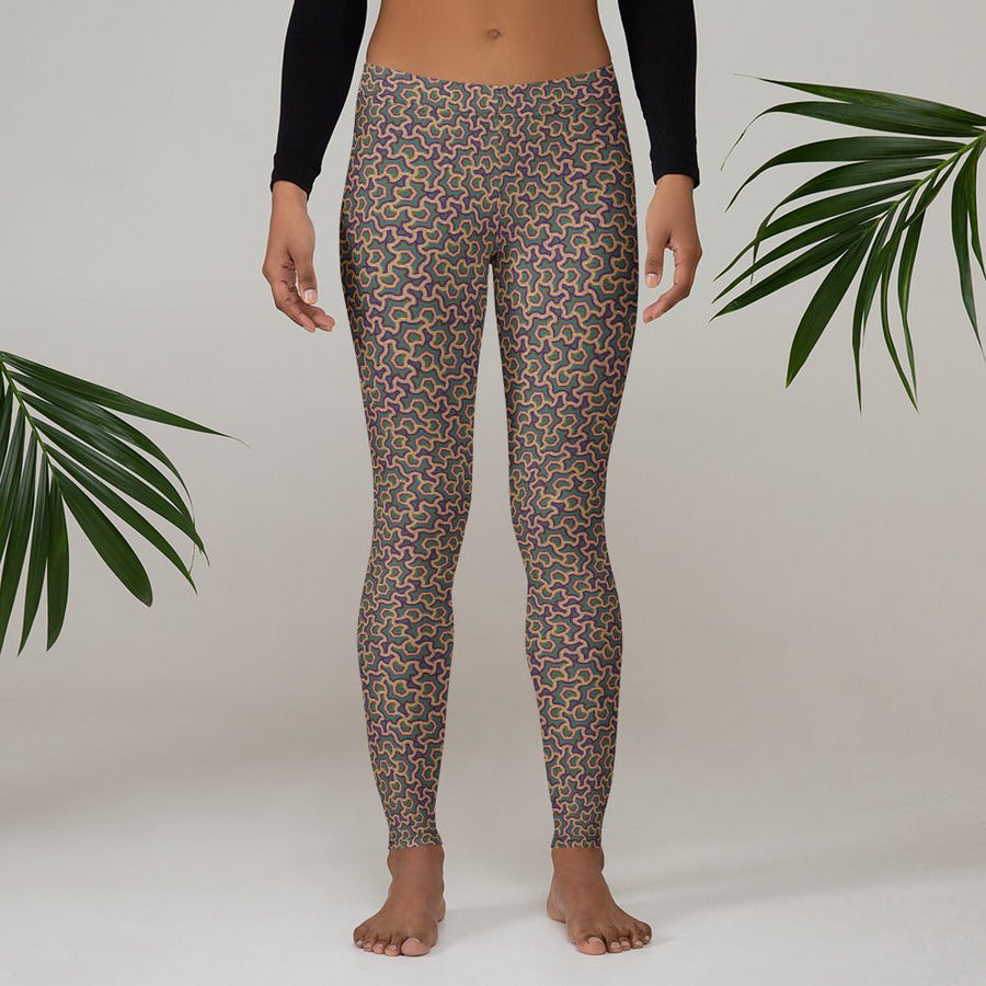 Leggings Geometric Pattern – Scales Orange Purple - symbolika