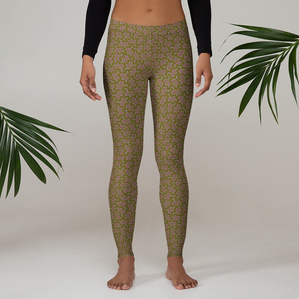 Leggings Geometric Pattern – Olive Bordo - symbolika