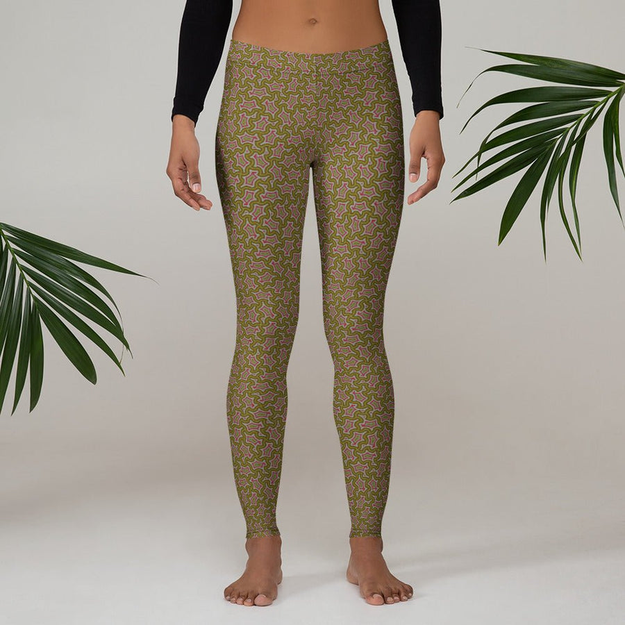 Leggings Geometric Pattern – Olive Bordo - symbolika