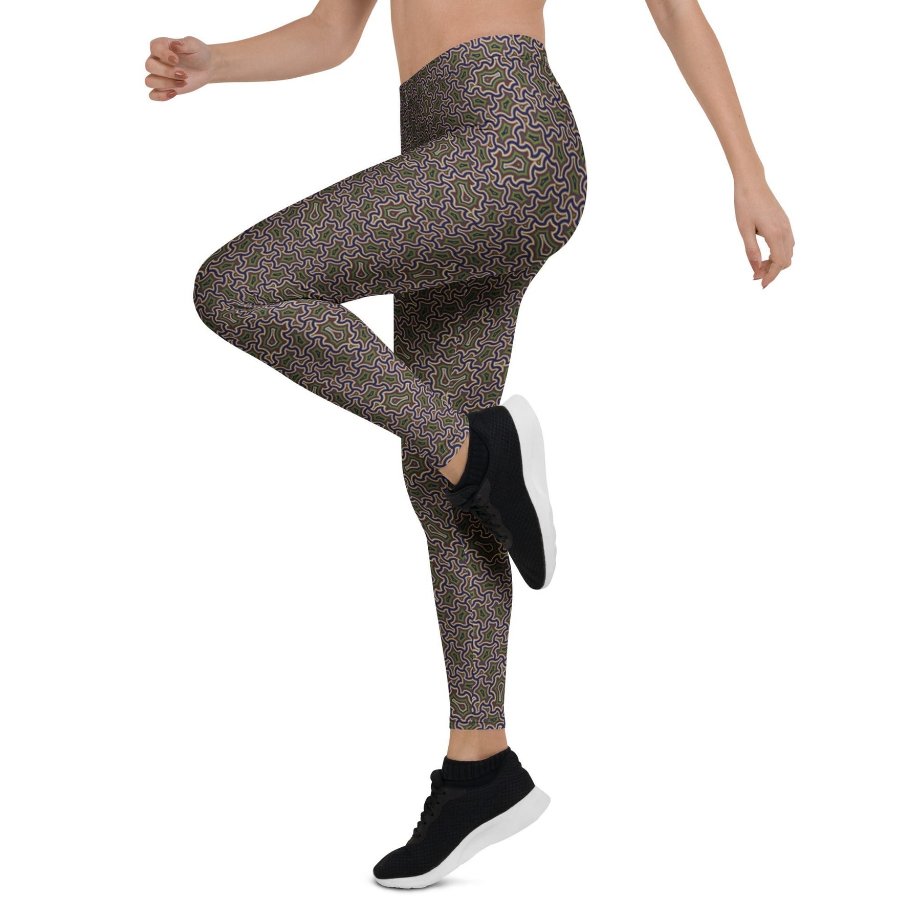 Itzam Green Purple Geometric Leggings - Deep Gradient Tessellation - symbolika
