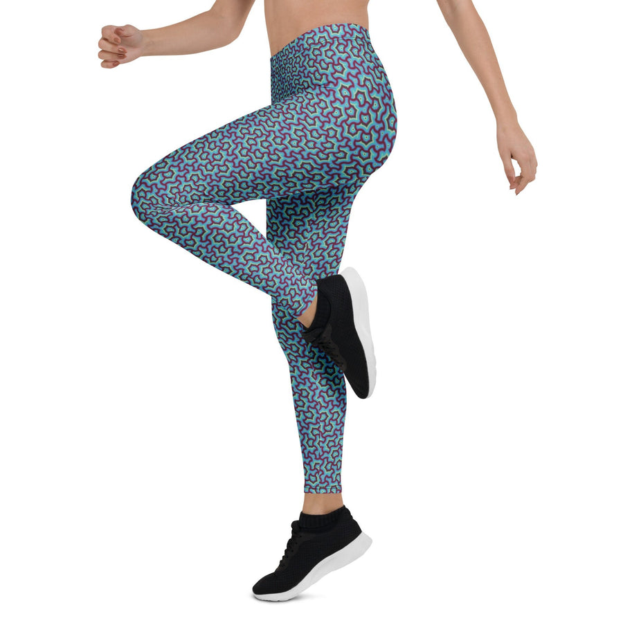 Leggings Geometric Pattern – Scales Blue Glow - symbolika