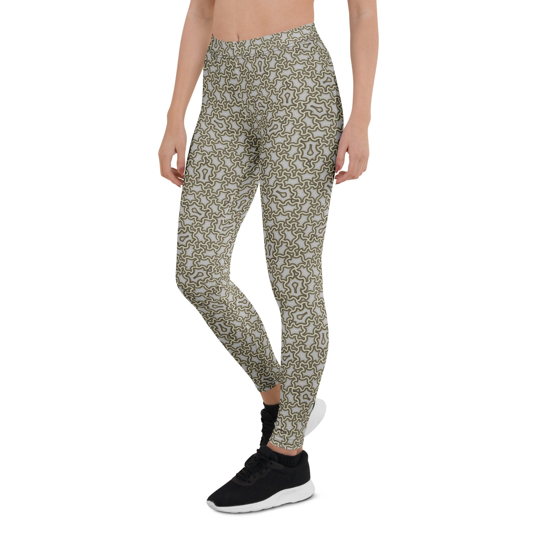 Leggings Geometric Pattern – Harpy Cream Brown - symbolika
