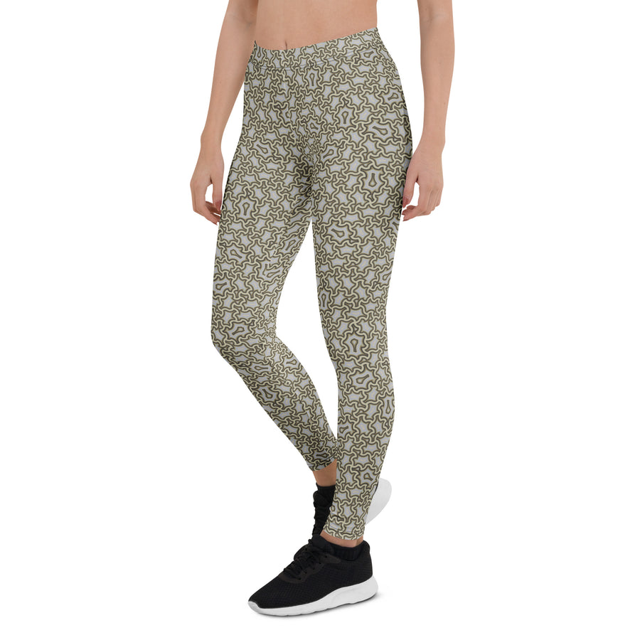 Leggings Geometric Pattern – Harpy Cream Brown - symbolika
