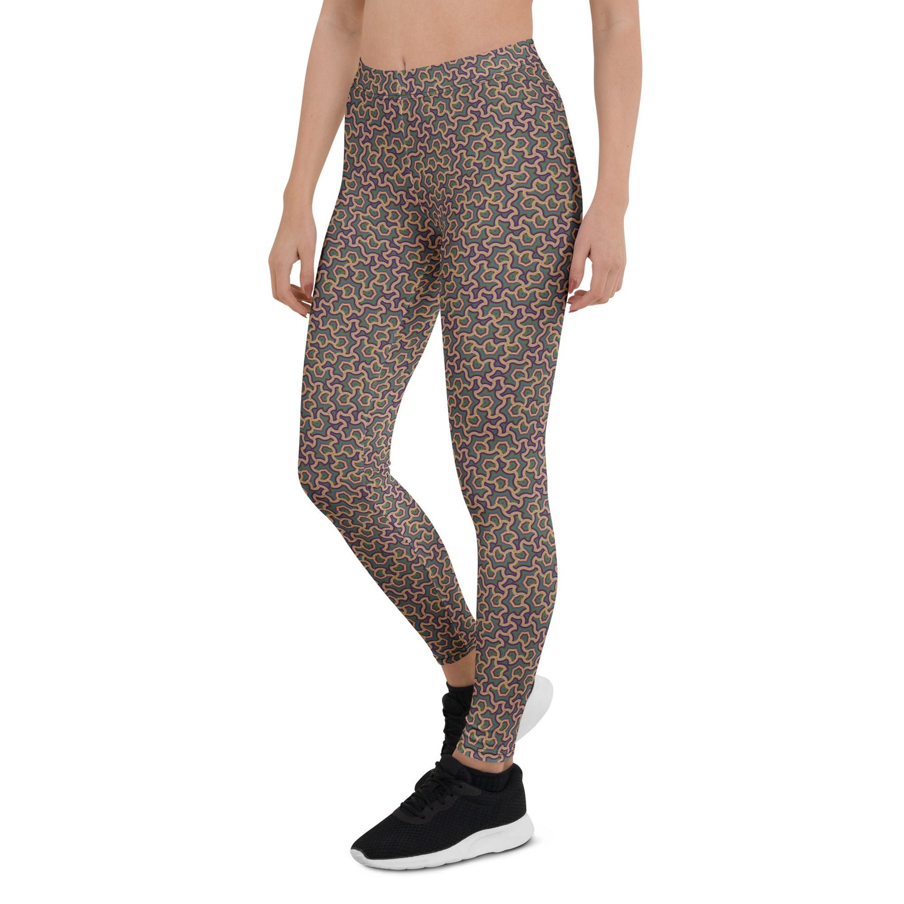 Leggings Geometric Pattern – Scales Orange Purple - symbolika
