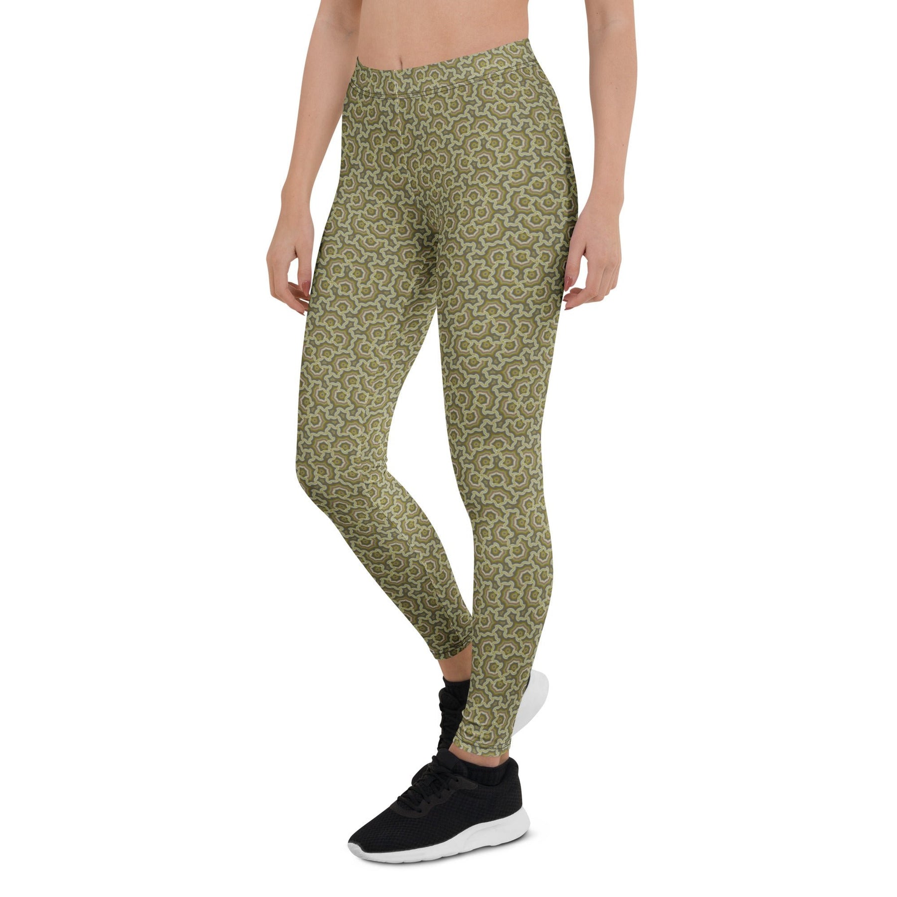 Leggings Geometric Pattern – Bouquet Cream Purple - symbolika