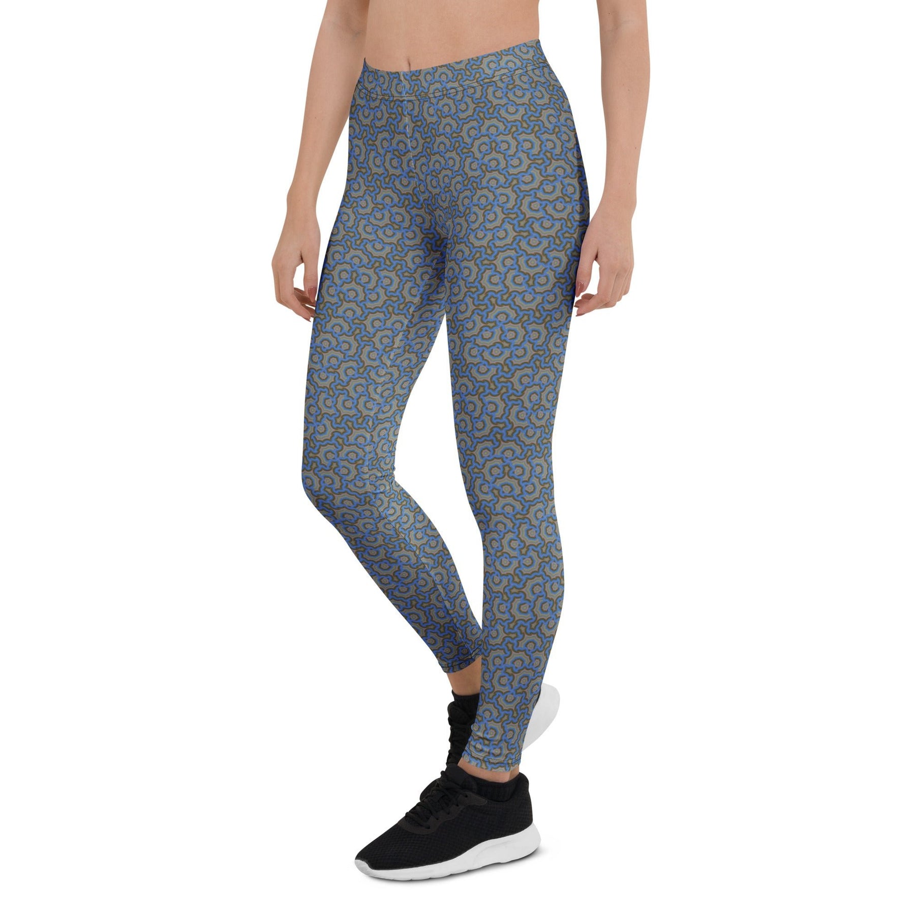 Leggings Geometric Pattern – Bouquet Blue Brown - symbolika