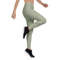 Leggings geométricos Harpy Gold Grey - Patrón de mosaico