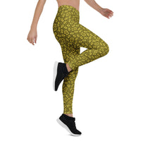 Leggings con estampado geométrico – Marrón oliva arpía