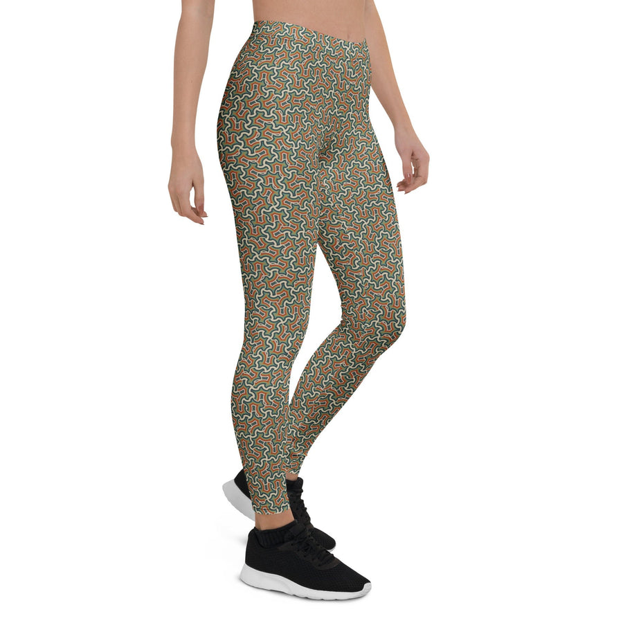 Leggings Geometric Pattern – Itzam Cream Blue - symbolika