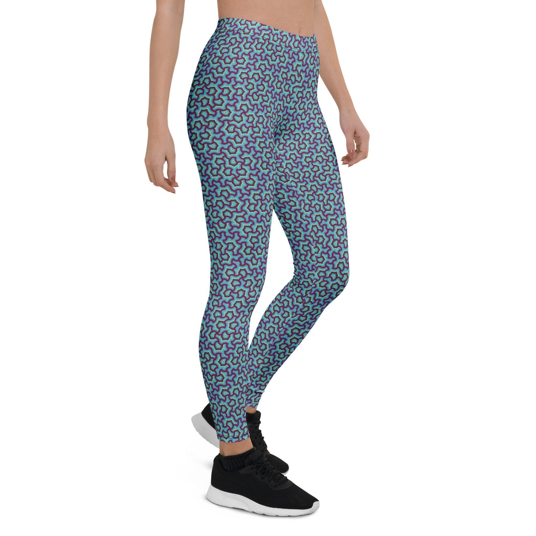 Leggings Geometric Pattern – Scales Blue Glow - symbolika