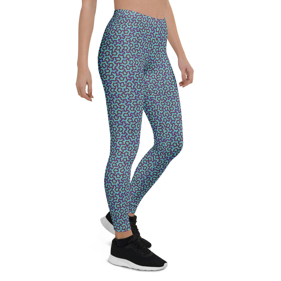 Leggings Geometric Pattern – Scales Blue Glow - symbolika
