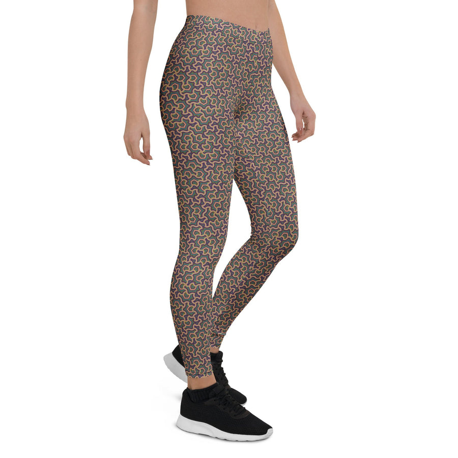 Leggings Geometric Pattern – Scales Orange Purple - symbolika