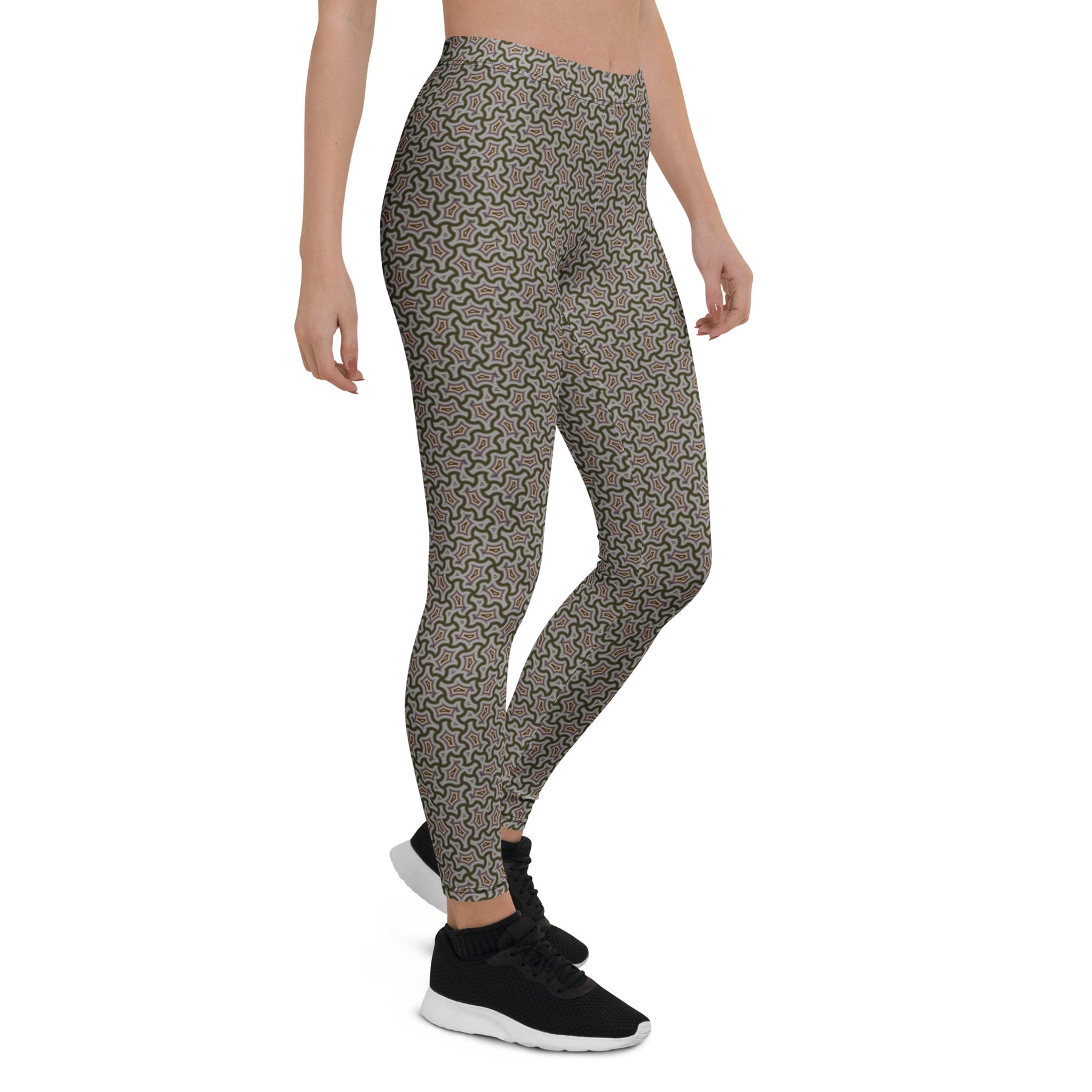 Leggings Geometric Pattern – Grey Red - symbolika
