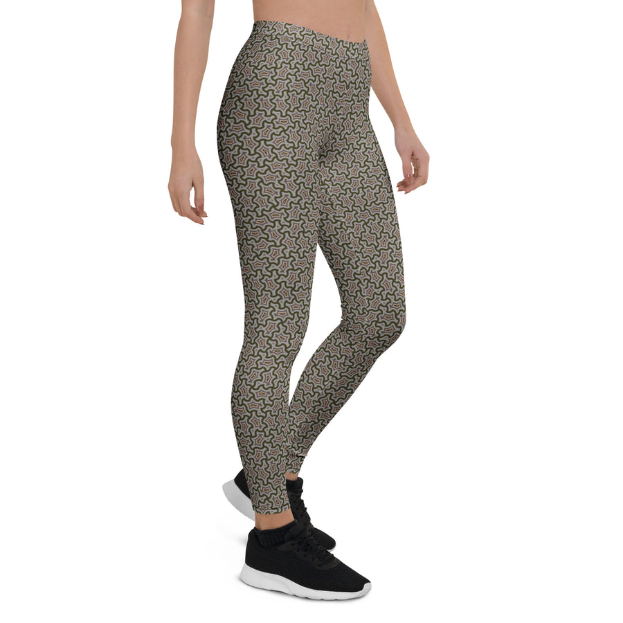 Leggings Geometric Pattern – Grey Red - symbolika