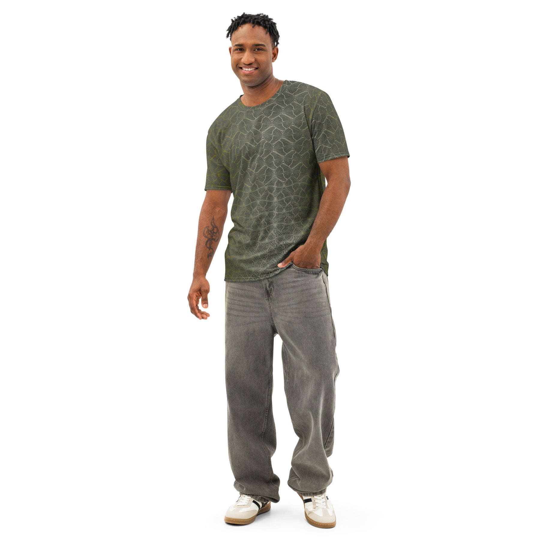 Tessellation Butterfly T-Shirt - Green Mathematical Pattern Design - symbolika