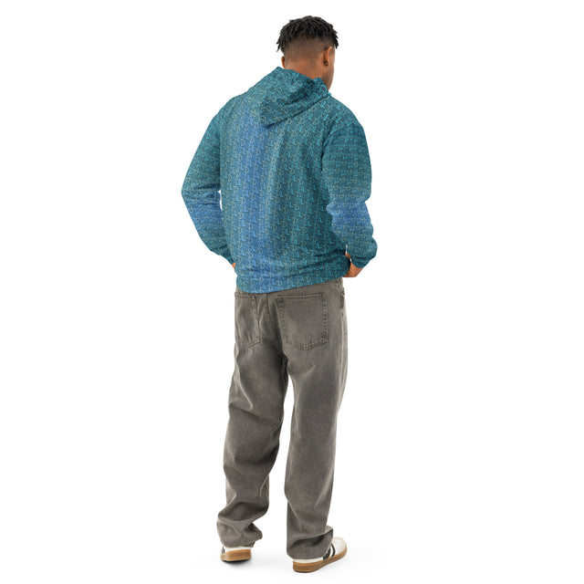 Letter Tessellation Aqua Hoodie - Hidden Typography Optical Art