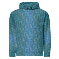 Letter Tessellation Aqua Hoodie - Hidden Typography Optical Art