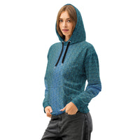 Letter Tessellation Aqua Hoodie - Hidden Typography Optical Art