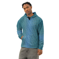Letter Tessellation Aqua Hoodie - Hidden Typography Optical Art