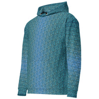 Letter Tessellation Aqua Hoodie - Hidden Typography Optical Art