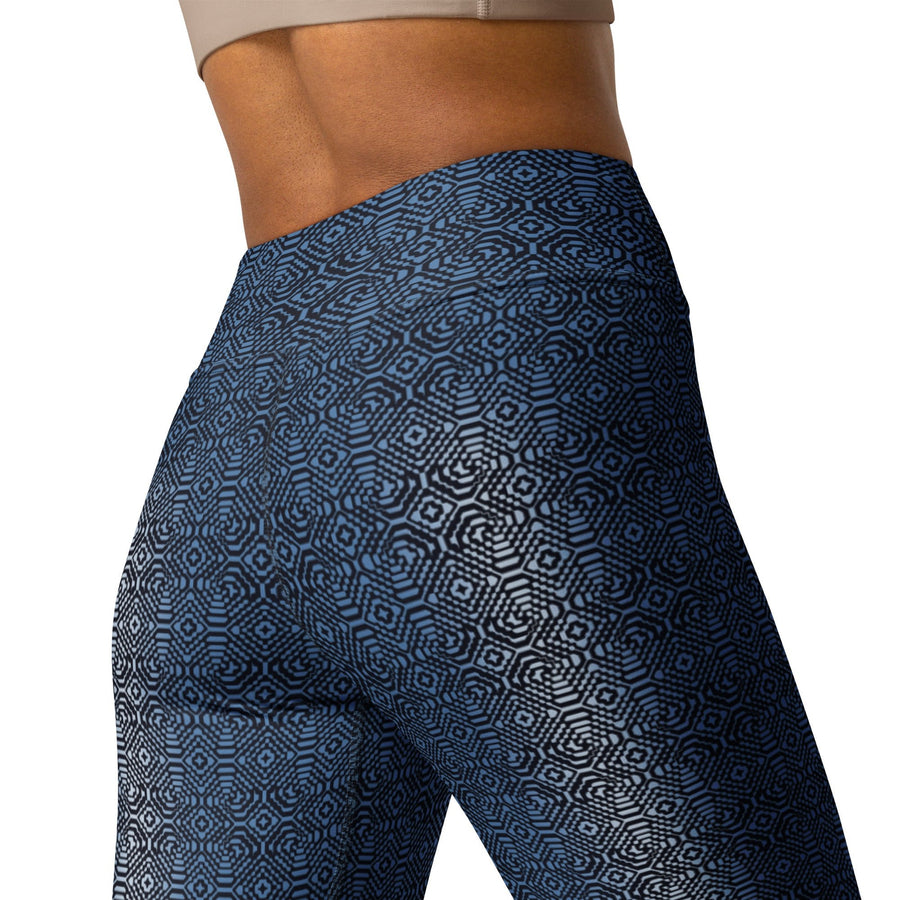 Moonlight Shipibo Sonido Yoga Leggings – Rhythmic Pattern Gradient - symbolika