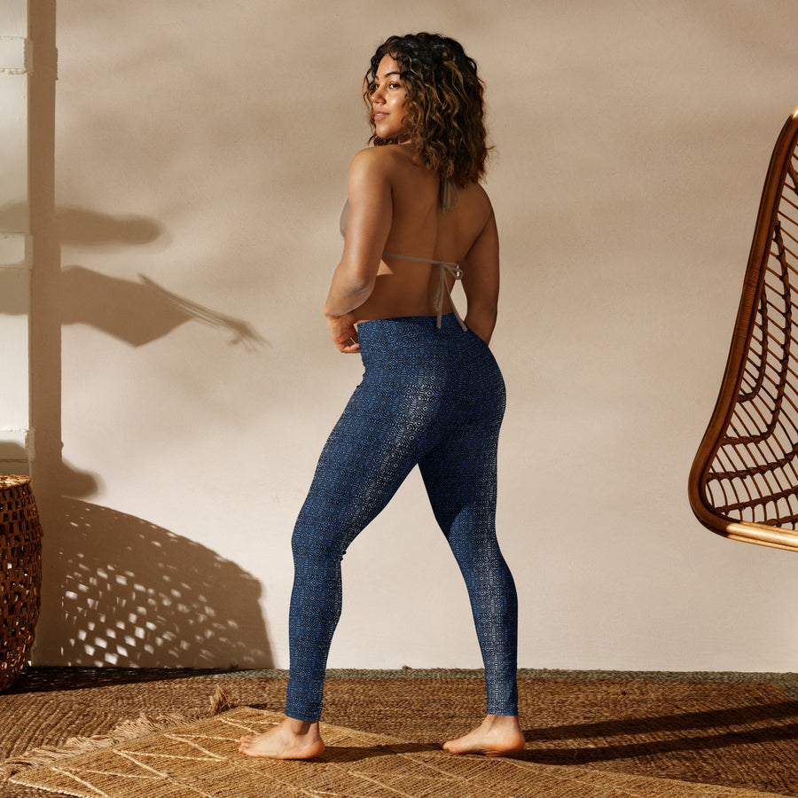 Moonlight Shipibo Sonido Yoga Leggings – Rhythmic Pattern Gradient - symbolika