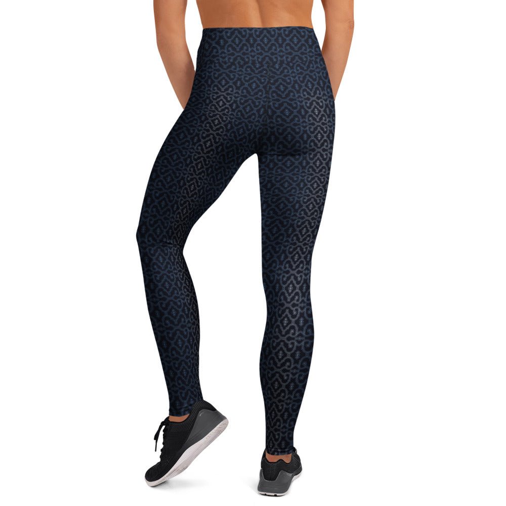 Moonlight Shipibo Classic - Luminous Silver Yoga Leggings - symbolika